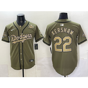 Los Angeles Dodgers 22 Kershaw Salute to Service 250th & Champion Cool Base Men Jersey