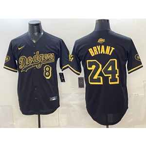 Los Angeles Dodgers 24 Kobe Bryant Black Gold Cool Base Men Jersey