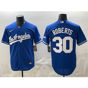 Los Angeles Dodgers 30 Roberts Blue Cool Base Men Jersey