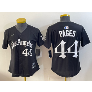 Los Angeles Dodgers 44 Pages Black Gothic Cool Base Women Jersey