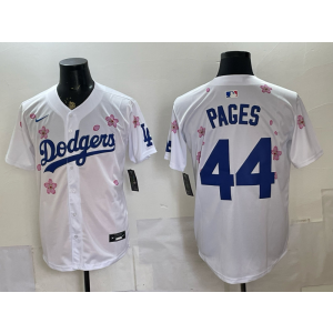 Los Angeles Dodgers 44 Pages White Cherry Cool Base Men Jersey