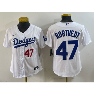 Los Angeles Dodgers 47 Rortvedt White Youth Jersey