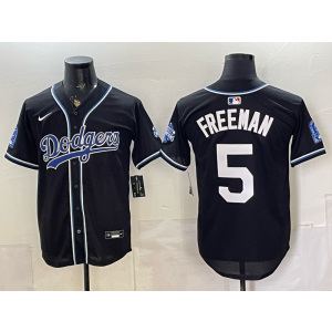 Los Angeles Dodgers 5 Freeman Black Champion Cool Base Men Jersey