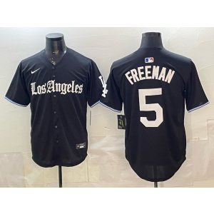 Los Angeles Dodgers 5 Freeman Black Gothic Cool Base Men Jersey Los Angeles Dodgers 5 Freeman Black Gothic Cool Base Men Jersey