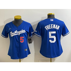 Los Angeles Dodgers 5 Freeman Blue Alternate Stadium Cool Base Youth Jersey