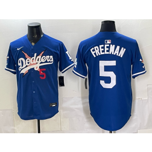 Los Angeles Dodgers 5 Freeman New Blue Cool Base Men Jersey
