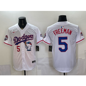 Los Angeles Dodgers 5 Freeman White Hello Kitty Cool Base Men Jersey