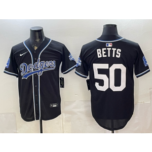 Los Angeles Dodgers 50 Betts Black Champion Cool Base Men Jersey