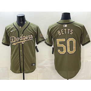 Los Angeles Dodgers 50 Betts Olive Salute to Service Cool Base Men Jersey
