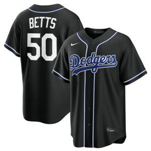 Los Angeles Dodgers 50 Mookie Betts 2026 Black Out Cool Base Men Jersey