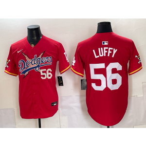 Los Angeles Dodgers 56 Luffy New Red Cool Base Men Jersey
