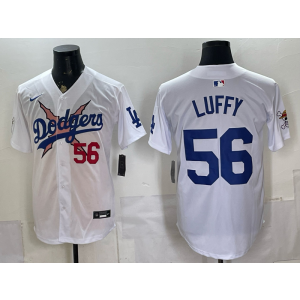 Los Angeles Dodgers 56 Luffy New White Cool Base Men Jersey