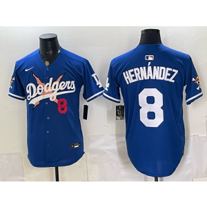 Los Angeles Dodgers 8 Hernandez New Blue Cool Base Men Jersey
