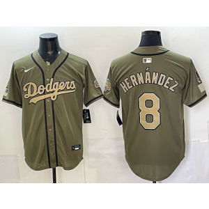 Los Angeles Dodgers 8 Hernandez Olive Salute to Service Cool Base Men Jersey Los Angeles Dodgers 8 Hernandez Olive Salute to Service Cool Base Men Jersey