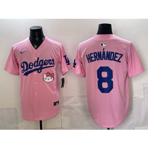 Los Angeles Dodgers 8 Hernandez Pink Hello Kitty Cool Base Men Jersey