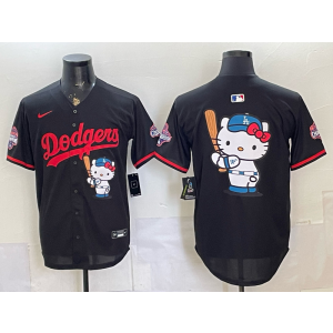 Los Angeles Dodgers Black Hello Kitty Cool Base Men Jersey