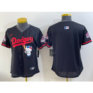 Los Angeles Dodgers Blank Black Hello Kitty Cool Base Youth Jersey
