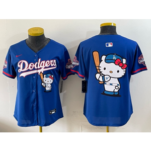 Los Angeles Dodgers Blank Blue Hello Kitty Cool Base Women Jersey