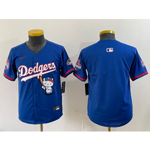Los Angeles Dodgers Blank Blue Hello Kitty Cool Base Youth Jersey