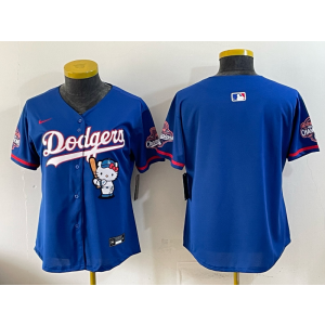 Los Angeles Dodgers Blank Blue Hello Kitty Cool Base Youth Jersey