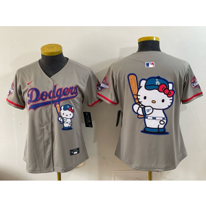 Los Angeles Dodgers Blank Grey Hello Kitty Cool Base Women Jersey