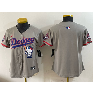 Los Angeles Dodgers Blank Grey Hello Kitty Cool Base Youth Jersey