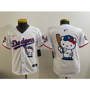 Los Angeles Dodgers Blank Hello Kitty White Cool Base Youth Jersey