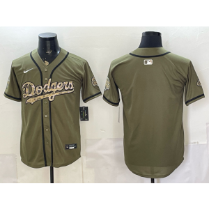 Los Angeles Dodgers Blank Olive Salute to Service Cool Base Men Jersey