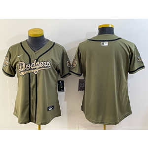 Los Angeles Dodgers Blank Olive Salute to Service Cool Base Youth Jersey