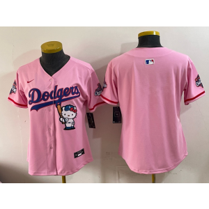 Los Angeles Dodgers Blank Pink Hello Kitty Cool Base Women Jersey