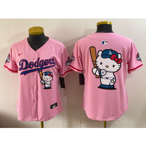 Los Angeles Dodgers Blank Pink Hello Kitty Cool Base Youth Jersey