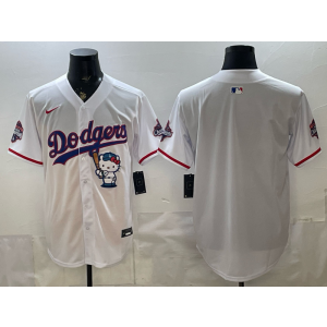 Los Angeles Dodgers Blank White Hello Kitty Cool Base Men Jersey Los Angeles Dodgers Blank White Hello Kitty Cool Base Men Jersey