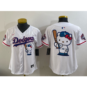 Los Angeles Dodgers Blank White Hello Kitty Cool Base Youth Jersey 1