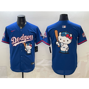 Los Angeles Dodgers Blue Hello Kitty Cool Base Men Jersey