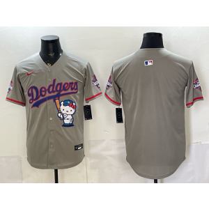 Los Angeles Dodgers Grey Hello Kitty Cool Base Men Jersey