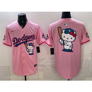 Los Angeles Dodgers Pink Hello Kitty Cool Base Men Jersey
