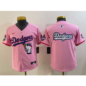 Los Angeles Dodgers Pink Hello Kitty Cool Base Youth Jersey