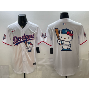 Los Angeles Dodgers White Hello Kitty Cool Base Men Jersey