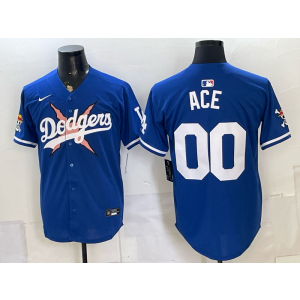 Los Angeles Dodgers x One Piece 00 Ace Blue Men Jersey
