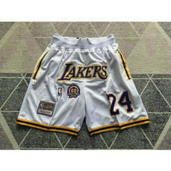 Los Angeles Lakers 24 Kobe White Shorts