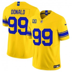 Los Angeles Rams 99 Aaron Donald Yellow 2026 F.U.S.E. Vapor Limited Men Jersey with 4- Star C Patch