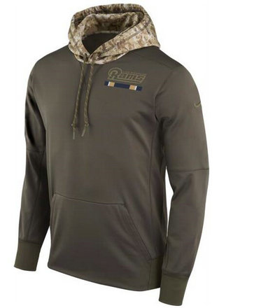Los Angeles Rams Nike Olive Salute To Service Sideline Therma Pullover Hoodie