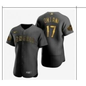 MLB Angels 17 Shohei Ohtani Gold Nike Flexbase Men Jersey