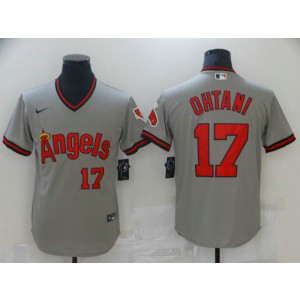 MLB Angels 17 Shohei Ohtani Grey Cool Base Men Jersey