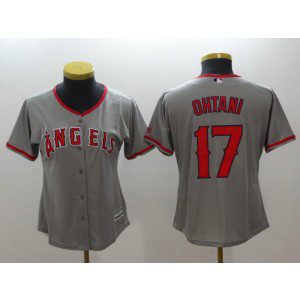 MLB Angels 17 Shohei Ohtani Grey Cool Base Women Jersey
