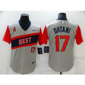 MLB Angels 17 Shohei Ohtani Grey Nickname Cool Base Men Jersey