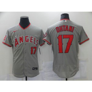 MLB Angels 17 Shohei Ohtani Grey Nike Cool Base Men Jersey