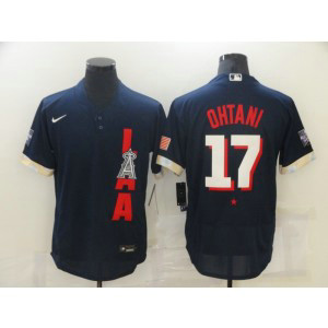 MLB Angels 17 Shohei Ohtani Navy 2021 All-Star Flexbase Men Jersey