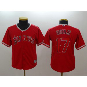 MLB Angels 17 Shohei Ohtani Red Cool Base Youth Jerseys