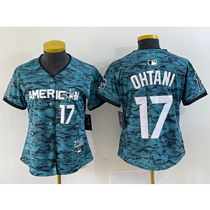 MLB Angels 17 Shohei Ohtani Teal 2023 All-Star Nike Cool Base Women Jersey(Run Small)
